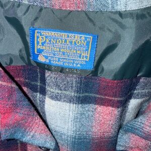 Pendleton Plaid Wool Coat in Red and Navy